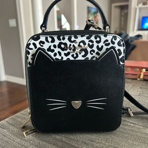 Kate Spade Daisy Vanity Crossbody Meow Cat Leather Bag Top Handle Purse Bag